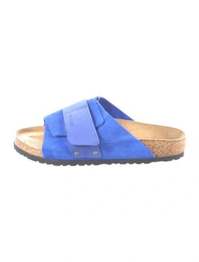 Pre-owned Birkenstock Suede Colorblock Pattern Flats W/ Tags In Blue