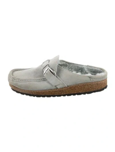Pre-owned Birkenstock Suede Colorblock Pattern Mules In Silver