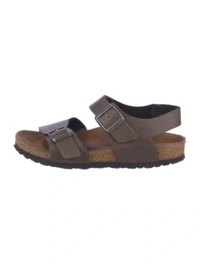 Pre-owned Birkenstock Suede Colorblock Pattern Slingback Flats In Brown