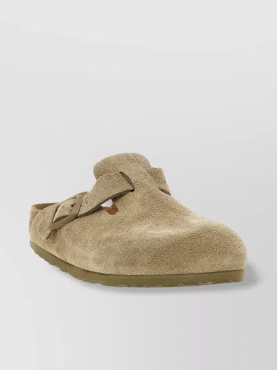 Birkenstock 'suede Finish' Backless Sandals With Open Back In Neutrals