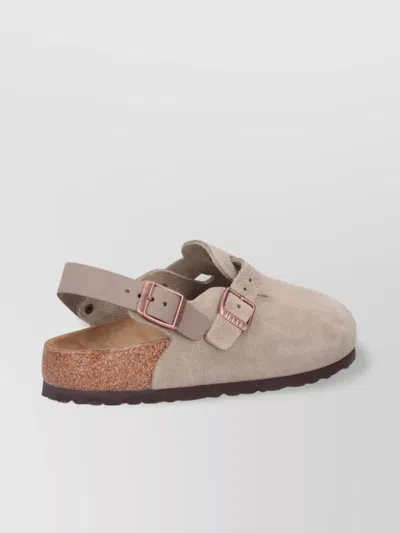 Birkenstock Suede Finish Rubber Sole Slingback Sandals In Neutral