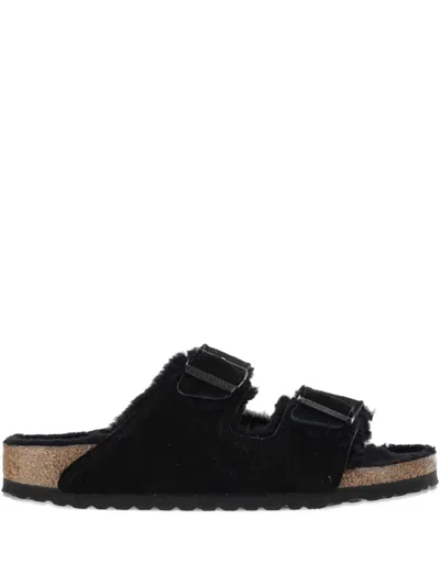 Birkenstock Suede Flat Sandals In Black