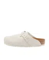 Birkenstock Off-white Narrow Boston Soft Footbed Slip-on Loafers In White