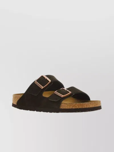 Birkenstock Suede Flat Sole Sandals In Brown