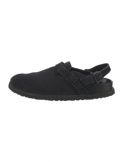 Pre-owned Birkenstock Suede Flats In Black