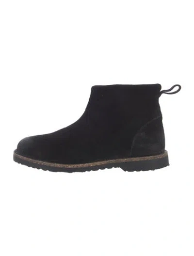 Pre-owned Birkenstock Suede Fur Trim Boots In Black