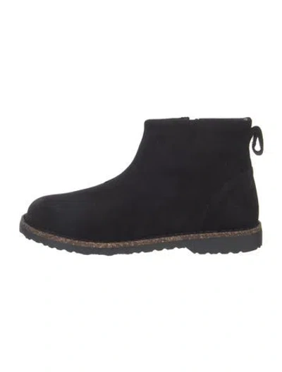 Pre-owned Birkenstock Suede Fur Trim Boots In Black