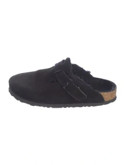 Pre-owned Birkenstock Suede Fur Trim Mules In Multi