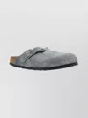 Birkenstock Suede Leather Open Back Slippers In Blue