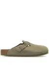 Birkenstock Boston Suede Sliders In Green