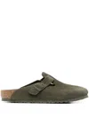 Birkenstock Suede Leather Slip-on Slippers In Green