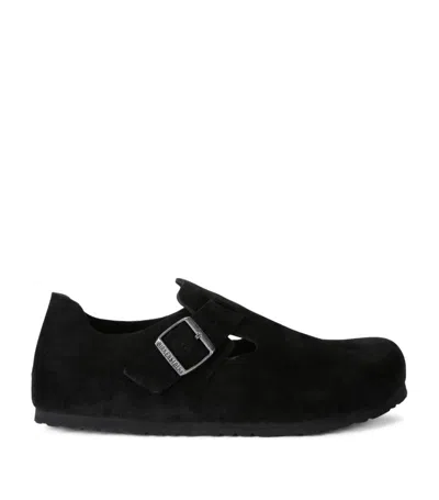 Birkenstock Suede London Clogs In Black Suede