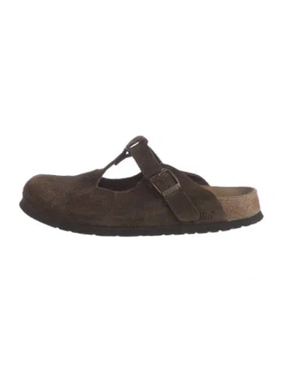 Pre-owned Birkenstock Suede Mary Jane Flats In Brown