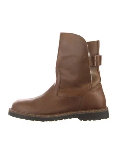 Pre-owned Birkenstock Suede Moto Boots In Brown