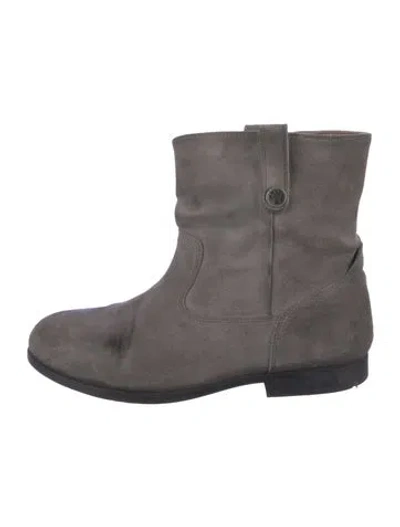 Pre-owned Birkenstock Suede Moto Boots In Gray