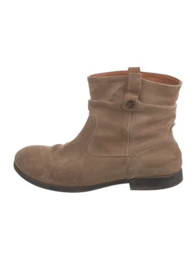 Pre-owned Birkenstock Suede Moto Boots In Gray