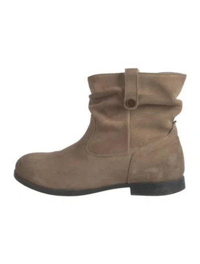 Pre-owned Birkenstock Suede Moto Boots In Gray