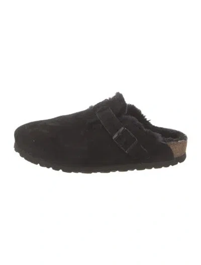 Pre-owned Birkenstock Suede Mules In Black