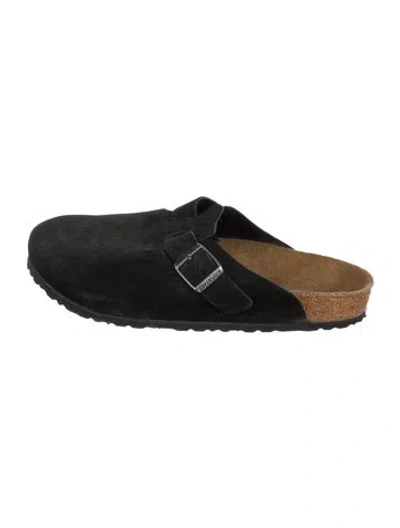 Pre-owned Birkenstock Suede Mules In Black