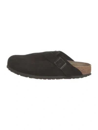 Pre-owned Birkenstock Suede Mules In Black
