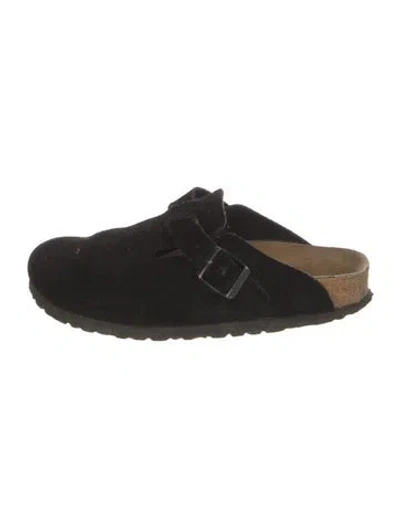 Pre-owned Birkenstock Suede Mules In Black