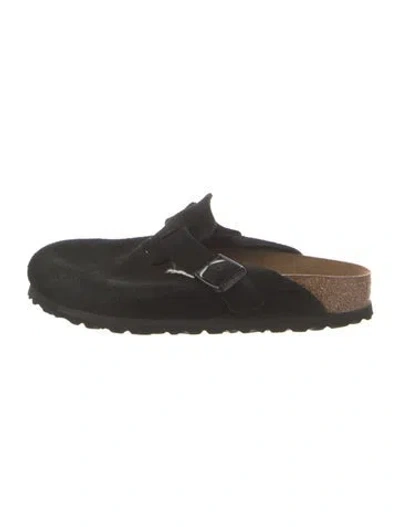 Pre-owned Birkenstock Suede Mules In Black