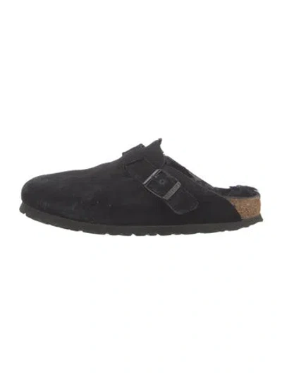 Pre-owned Birkenstock Suede Mules In Black