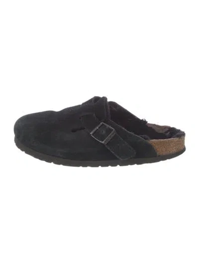 Pre-owned Birkenstock Suede Mules In Black