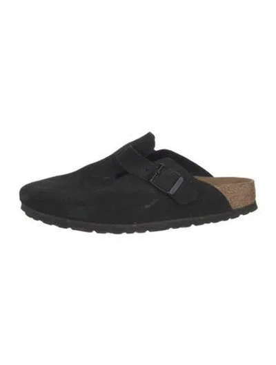Pre-owned Birkenstock Suede Mules In Black