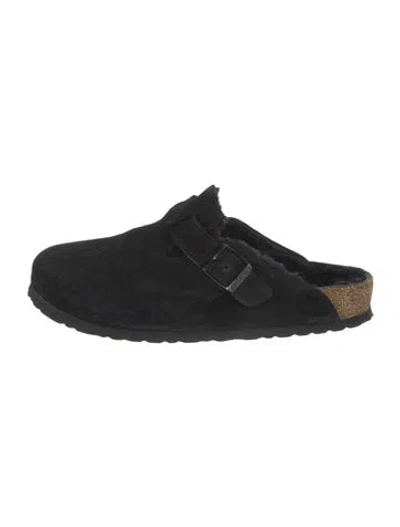 Pre-owned Birkenstock Suede Mules In Black