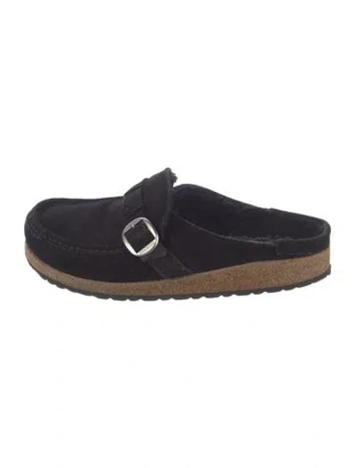 Pre-owned Birkenstock Suede Mules In Black