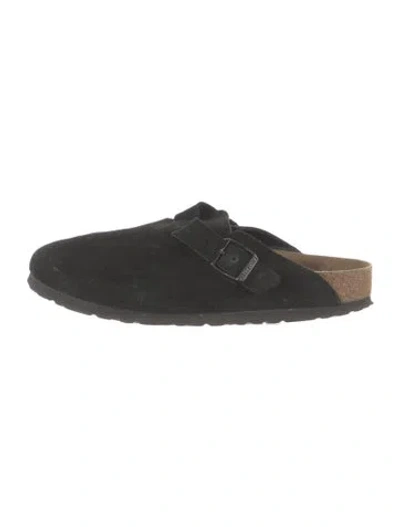 Pre-owned Birkenstock Suede Mules In Black
