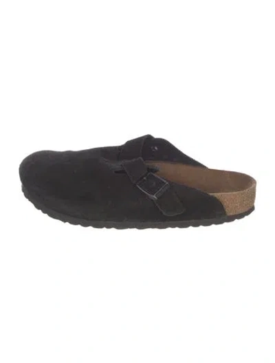 Pre-owned Birkenstock Suede Mules In Black