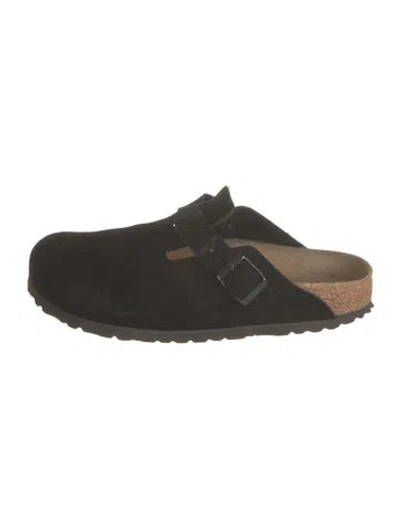 Pre-owned Birkenstock Suede Mules In Black