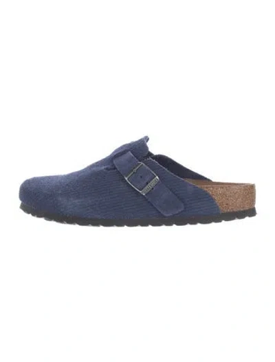 Pre-owned Birkenstock Suede Mules In Blue