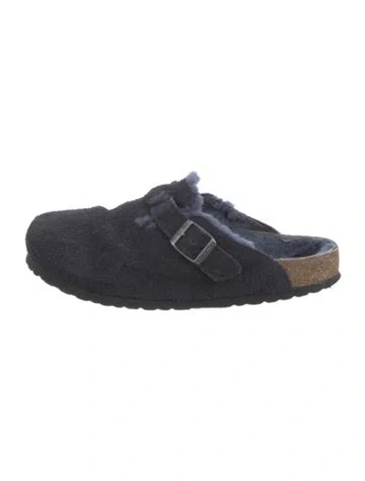 Pre-owned Birkenstock Suede Mules In Blue
