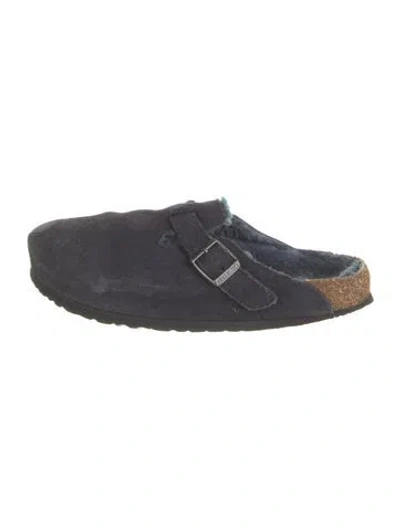 Pre-owned Birkenstock Suede Mules In Blue