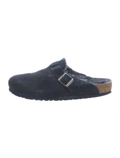 Pre-owned Birkenstock Suede Mules In Blue