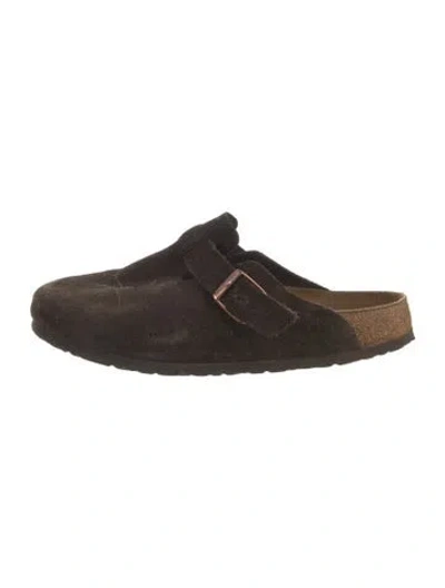 Pre-owned Birkenstock Suede Mules In Brown