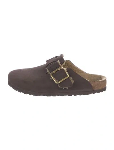 Pre-owned Birkenstock Suede Mules In Brown