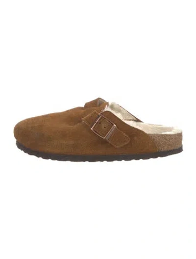 Pre-owned Birkenstock Suede Mules In Brown