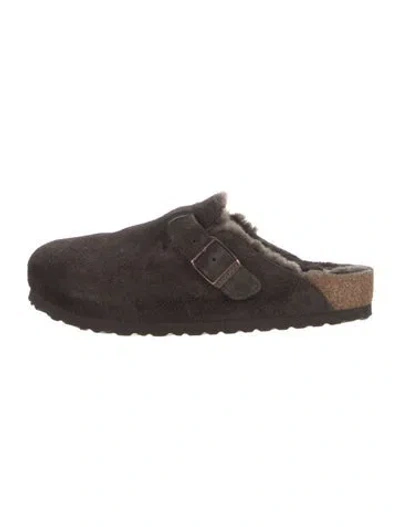 Pre-owned Birkenstock Suede Mules In Brown