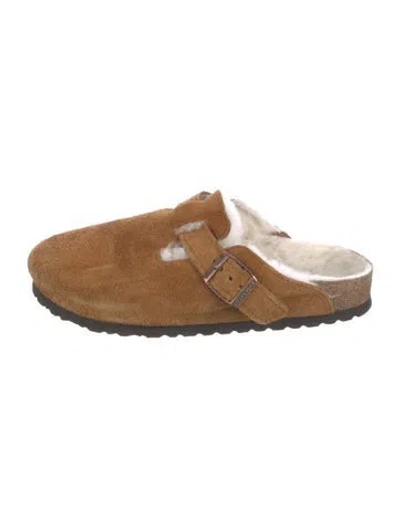 Pre-owned Birkenstock Suede Mules In Brown