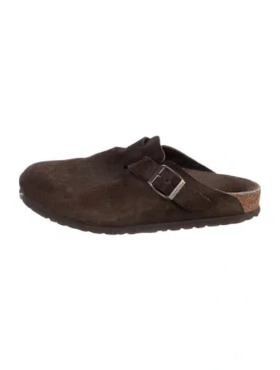 Pre-owned Birkenstock Suede Mules In Brown