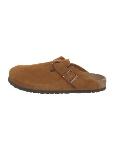 Pre-owned Birkenstock Suede Mules In Brown