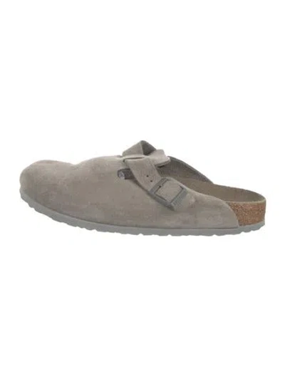 Pre-owned Birkenstock Suede Mules In Gray