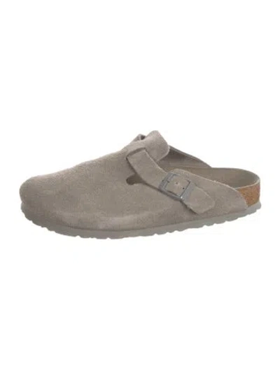Pre-owned Birkenstock Suede Mules In Gray