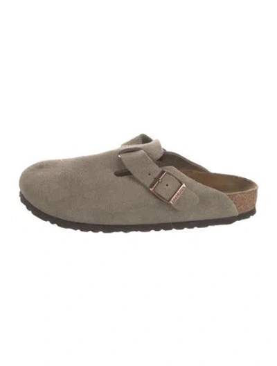 Pre-owned Birkenstock Suede Mules In Gray