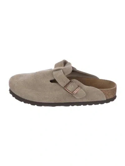 Pre-owned Birkenstock Suede Mules In Gray