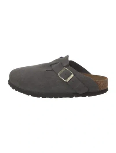 Pre-owned Birkenstock Suede Mules In Gray